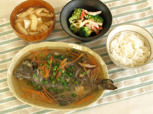 カレイの甘酢野菜あんかけの夕食献立