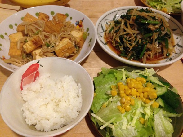 【野菜】えのきと厚揚げ×もやしとニラ