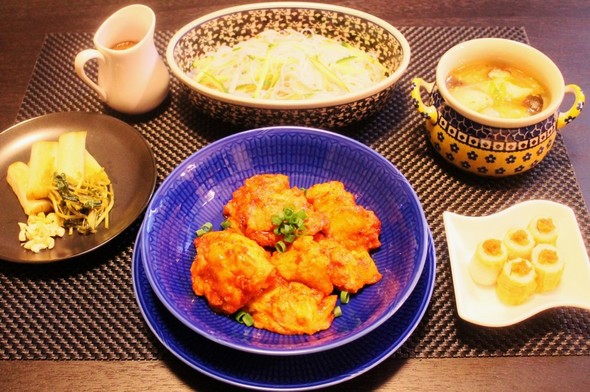 0120晩御飯 鶏の中華風衣焼きで♪