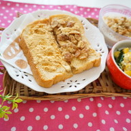 きな粉と甘納豆の食パンできな粉トースト