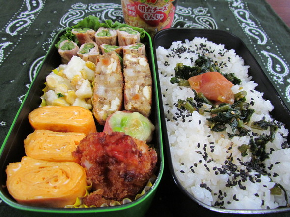 ガッツリ男子高校生弁当 無理やり丸める