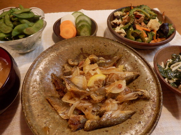 小アジの南蛮漬けの夕飯(9/3)